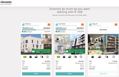 Housers is a large p2p real-estate platform offfers shares of development loans, as well as sales