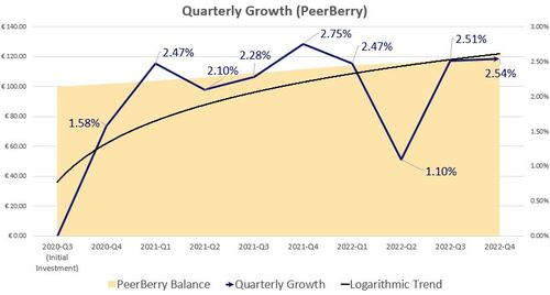 P2PIncome's portfolio on PeerBerry reached a total account value of 123.24 by the end of the year