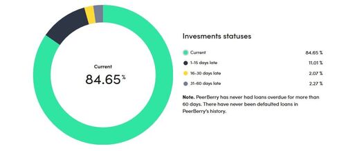 Chart of PeerBerry explaining that they have never lost investor capital